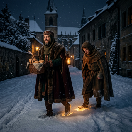 Svatý Václav a zázračné stopy v pražském sněhu