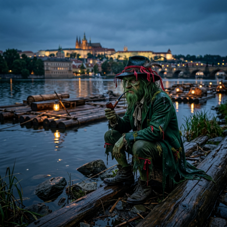 Podskalský vodník a chlapec zachráněný ve mlýně