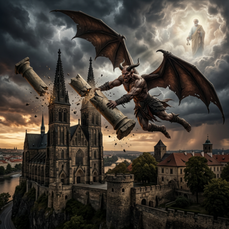 Čertův sloup na Vyšehradě a prohraná sázka