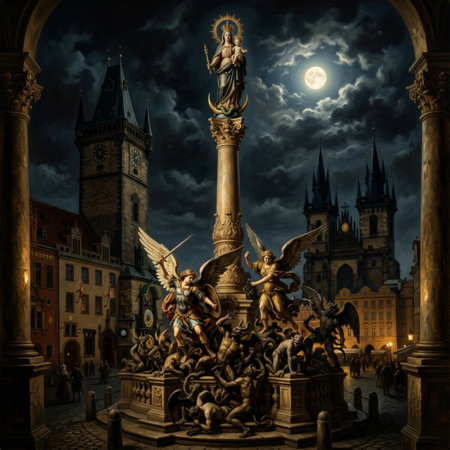 Mariánský sloup a morové sloupy Prahy